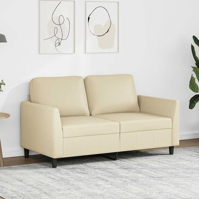 vidaXL - Tweezitsbank - 120 - cm - kunstleer - crèmekleurig