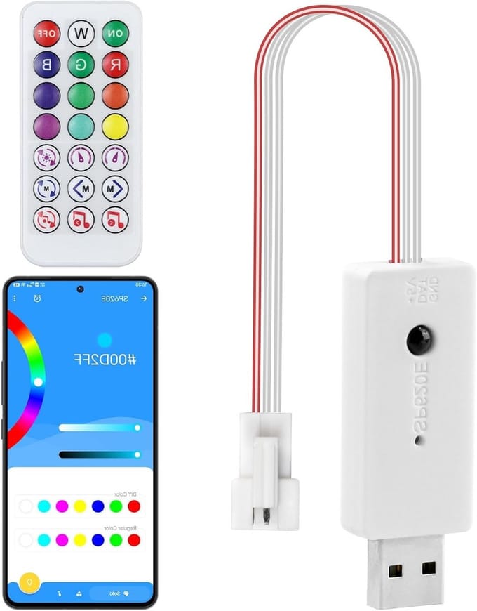 RGB LED Controller met Bluetooth voor 3PIN adresseerbare LED-strips - Muziek Sync, Timer en APP Besturing voor IOS en Android