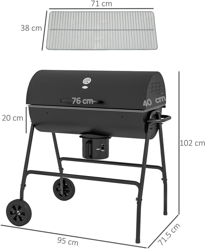 Houtskool Barbecue - Metaal - Zwart - 95x71.5x102cm - Buiten Gebruik