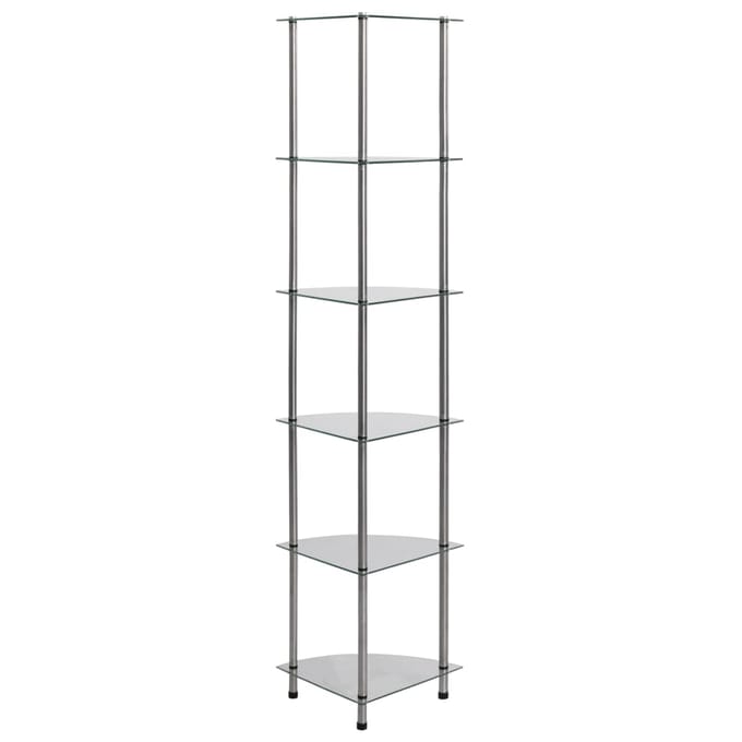 vidaXL - Kastje - 6-laags - 30x30x160 - cm - gehard - glas - transparant