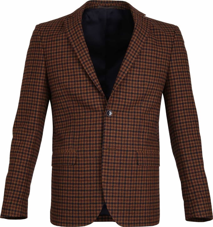 Suitable Prestige Colbert Tollegno Wol Blend Ruit - Maat 48 - Heren blazer