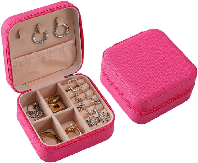 Emilie collection - sieradendoos - mini beautycase voor op reis - etui sieraden - roze