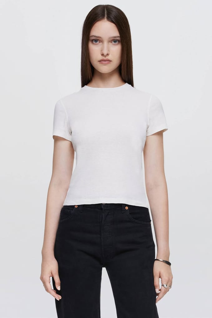 RE/DONE 90s Baby Tee Vintage White Größe: XS | Hemden Outlet | Damen | Weiß