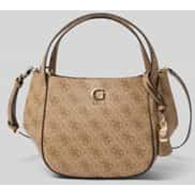 GUESS handtas schoudertas Coleen Logo Satchel Latte Logo Lichtbruin
