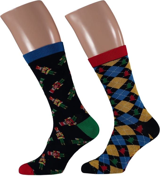 Kerstsokken heren in kerstbal 2-Pak - 41/46 / Zwart/blauw