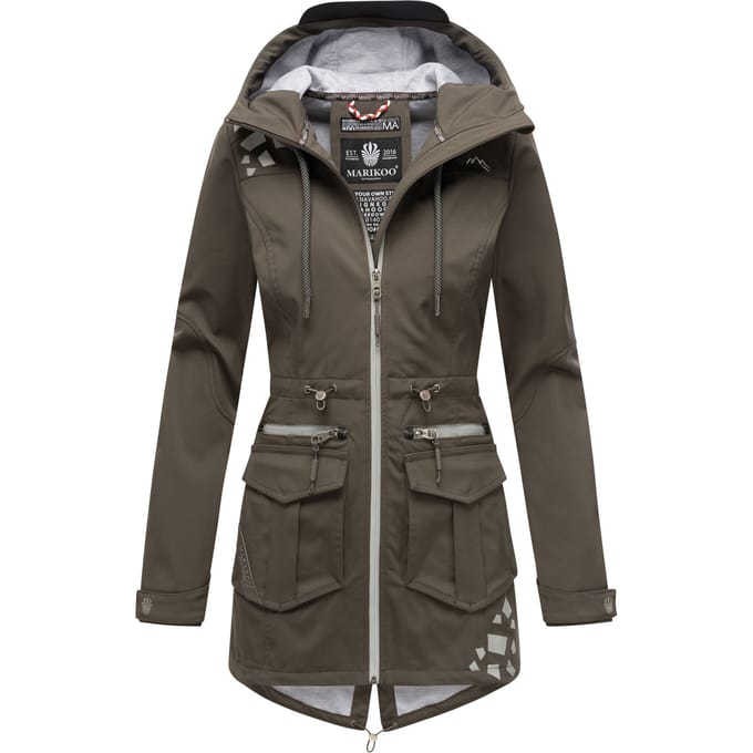 Marikoo dames softshelljas – Ulissaa met capuchon & reflecterende details