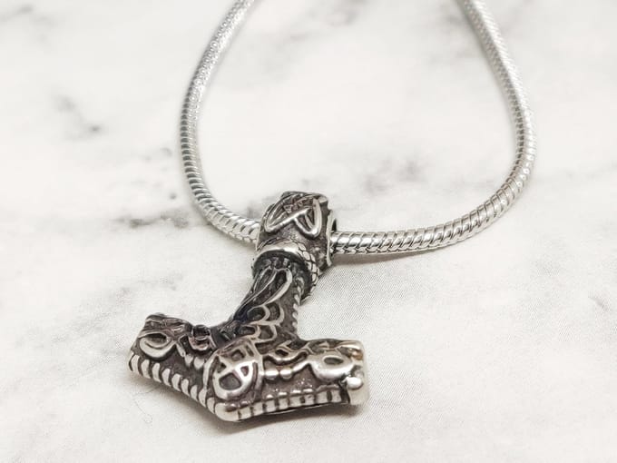 Mei's - Viking Tiny Hammer - ketting dames - Mjolnir - RVS zilver - 70 cm