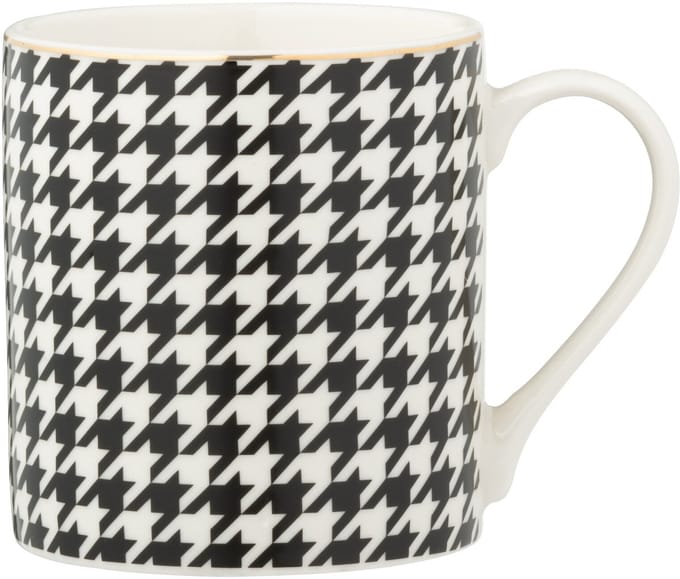 J-Line mok Pied-Poule - porselein - wit/zwart