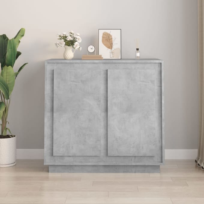 vidaXL - Dressoir - 80x34x75 - cm - bewerkt - hout - betongrijs