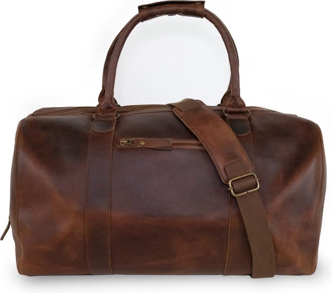 BUCKLE & SEAM Leren Reistas Willow Dot Weekender Brown Donkerbruin