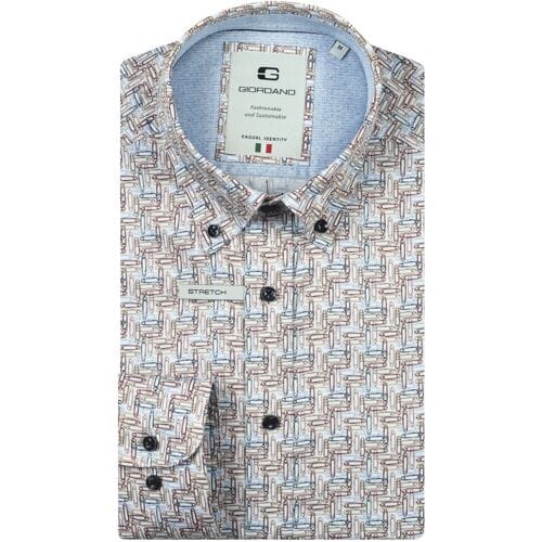 Giordano Overhemd Loretto Paperclip Pattern Button-Down Satin Stretch Deep Mauve-Multi / male