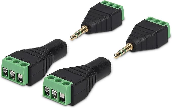 kwmobile Pole balun converter - 3.5 mm - Jack connectoren met schroefbevestiging - 3 Pins adapter - 2 paar