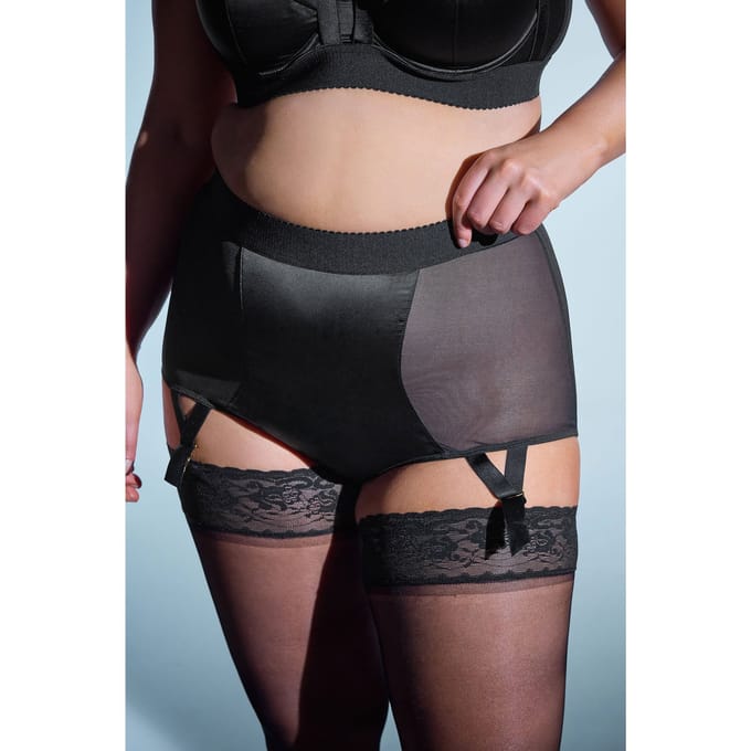 Playful Promises Zwarte Candace Mesh Jarretel Slip Size 46