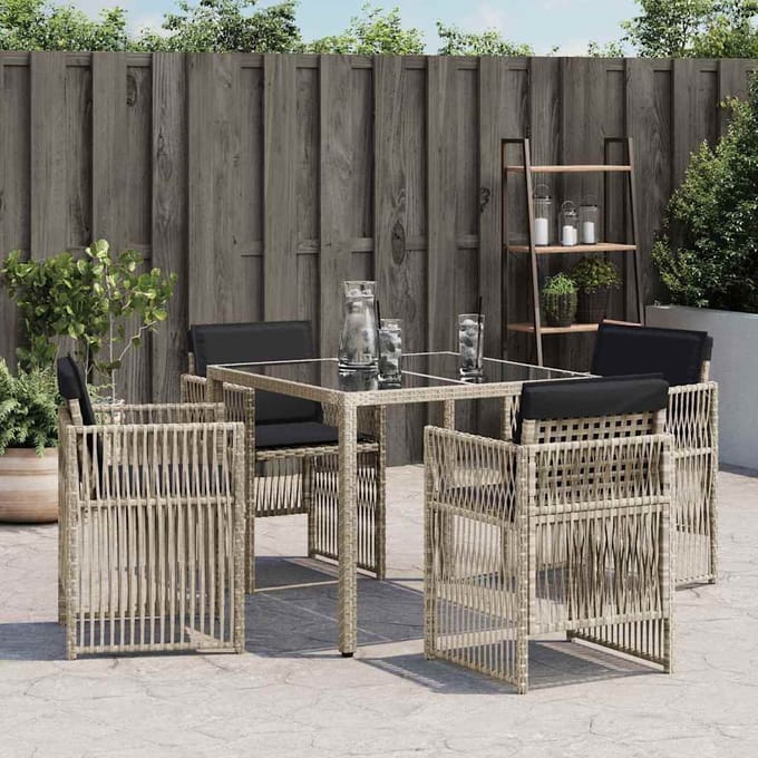 vidaXL - Tuinstoelen - 4 - st - met - kussens - poly - rattan - lichtgrijs