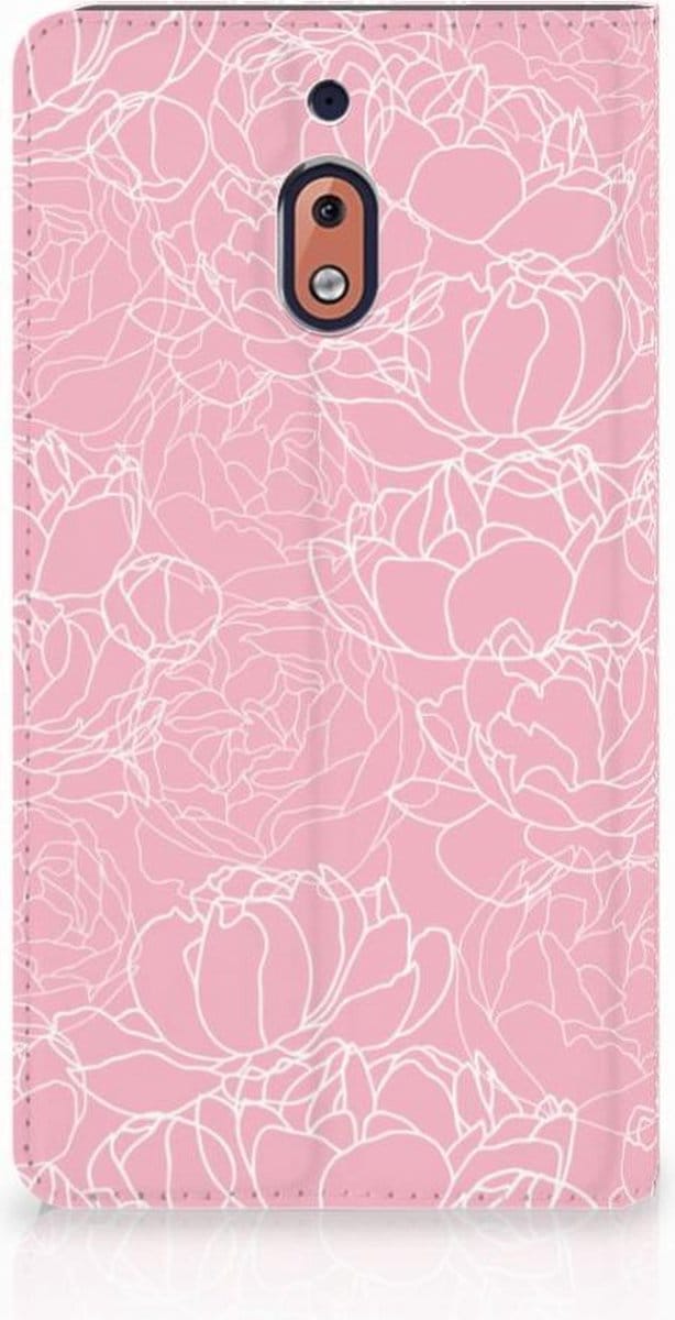 Book Case voor Nokia 2.1 2018 Smart Cover White Flowers