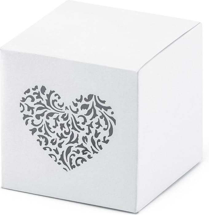 PartyDeco - Bedank doosje hart wit (10st)
