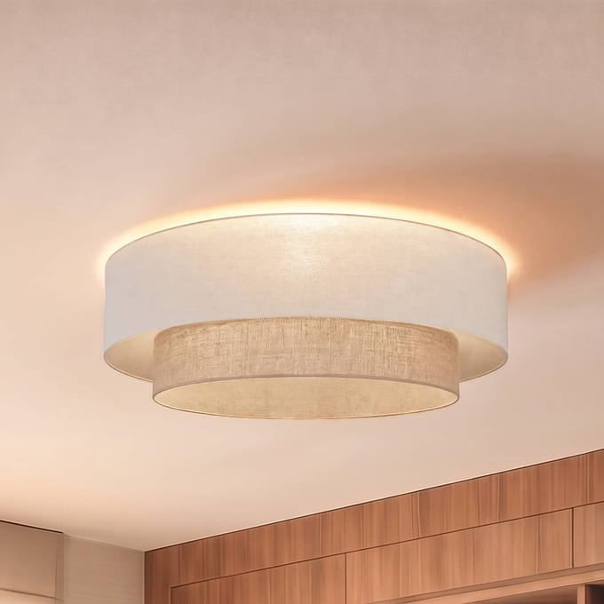 Duolla Plafondlamp Boho, beige/jute, Ø 80 cm, textiel, E27