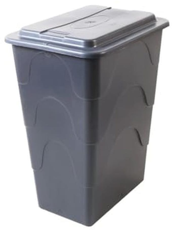 Vierkante regenton met deksel en kraan - 240 liter - grijs