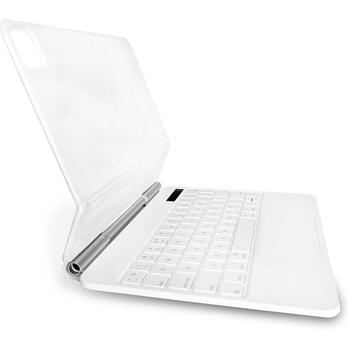 Clavier à commande tactile à aspiration magnétique BT avec coque de protection compatible avec iPad Pro 12.9 with backlight for iPad Air 4&5 iPad Pro 11 blanc