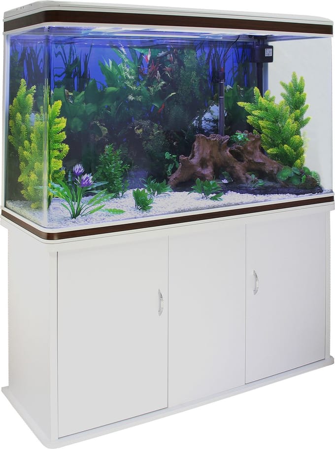 Aquarium met meubel - wit - 300 l 120,5x39x143,5 cm - incl. grind