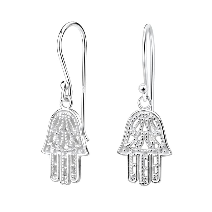 Joy|S - Zilveren Hamsa bedel oorbellen - oorhangers