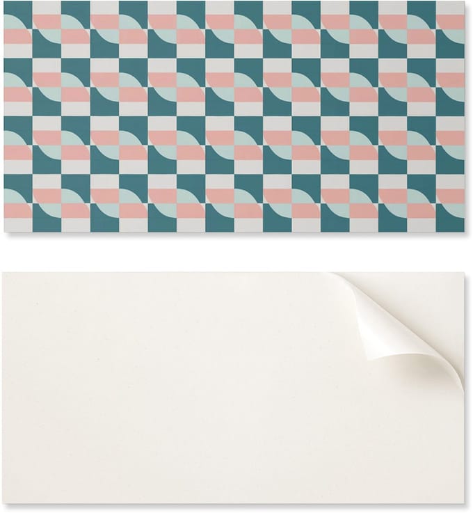 Zelfklevend vinylpaneel met print, 120x60 cm, geometrisch ruitpatroon.