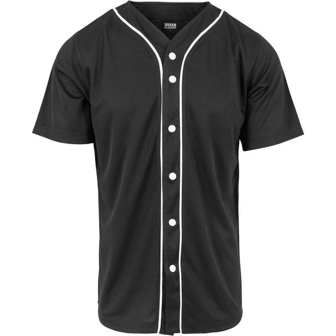 Urban Classics Heren Mesh Baseball Jersey (Zwart/Wit)