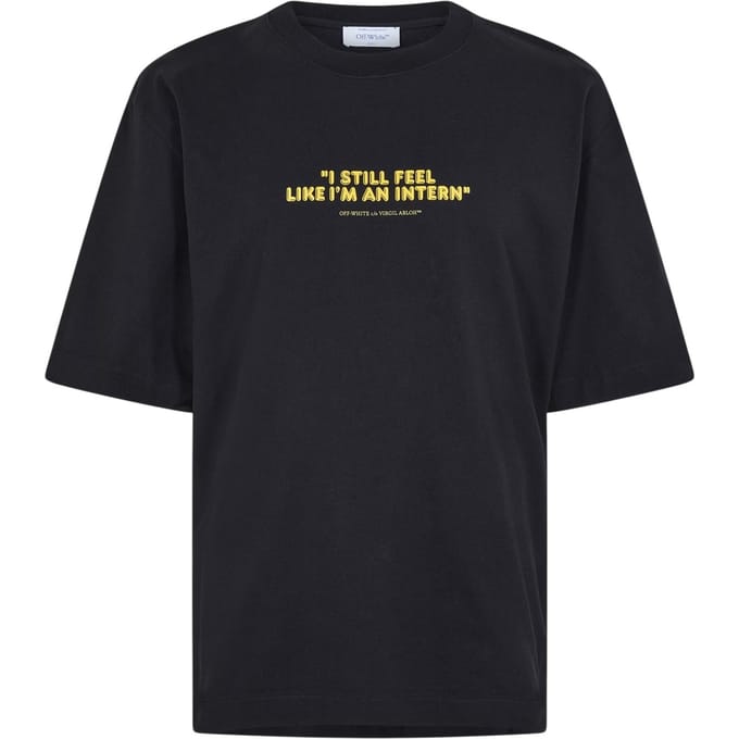 Off White T-shirt voor heren met de tekst 'Feel Like An Intern' (Zwart)