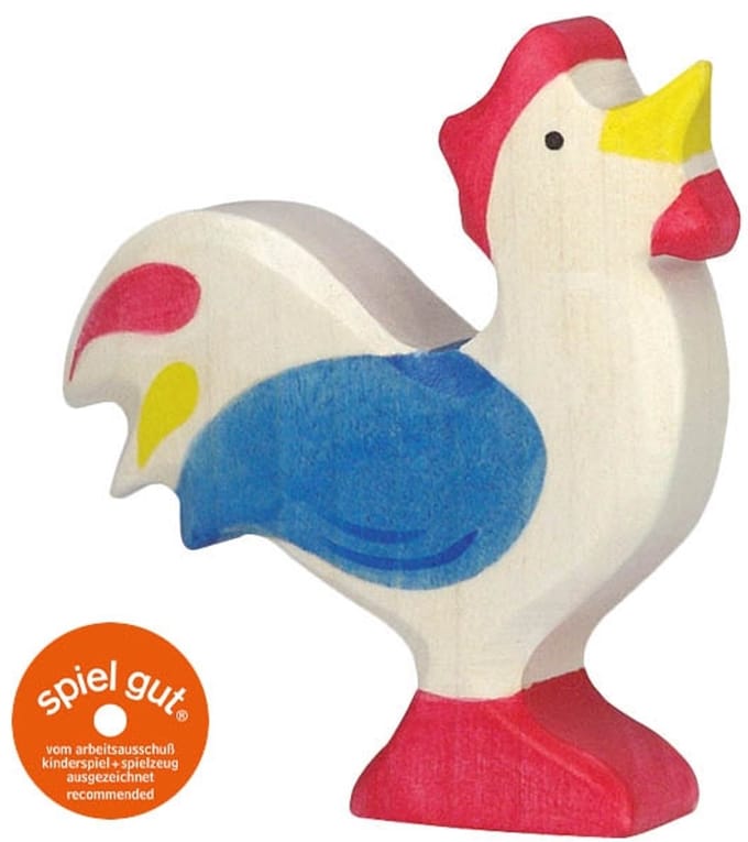 Holztiger Boerderij: HAAN blauw 8x2x7cm, hout