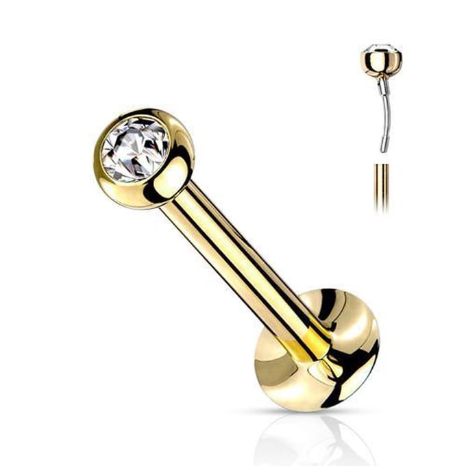 Piercing push in steentje ingelegd- chirurgisch staal - 0.8x6x2mm - goud - LMPiercings