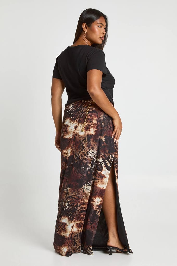 boohoo Dames Plus Mesh Maxirok | Leopard | Maat: 20
