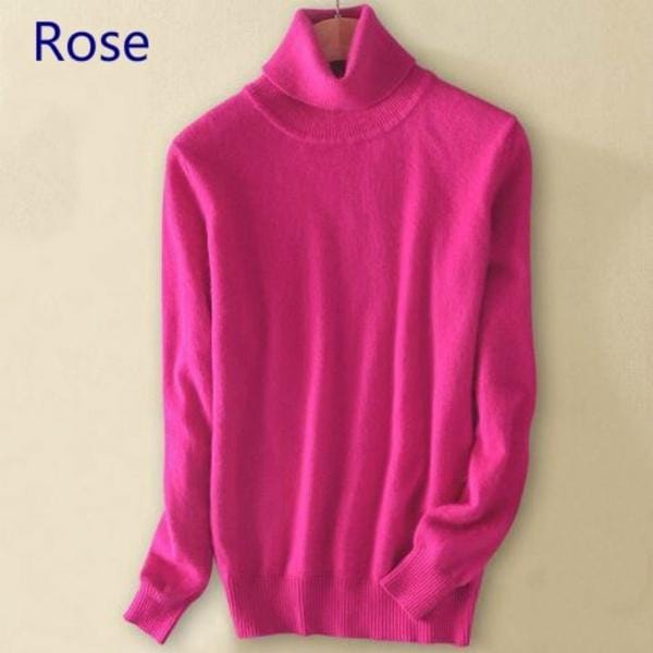 Wol pure kasjmier trui Dames gebreide coltrui Kasjmier trui Pullover Elasticiteit Pull Femme Hoge hals gebreide truien Trui 2XL