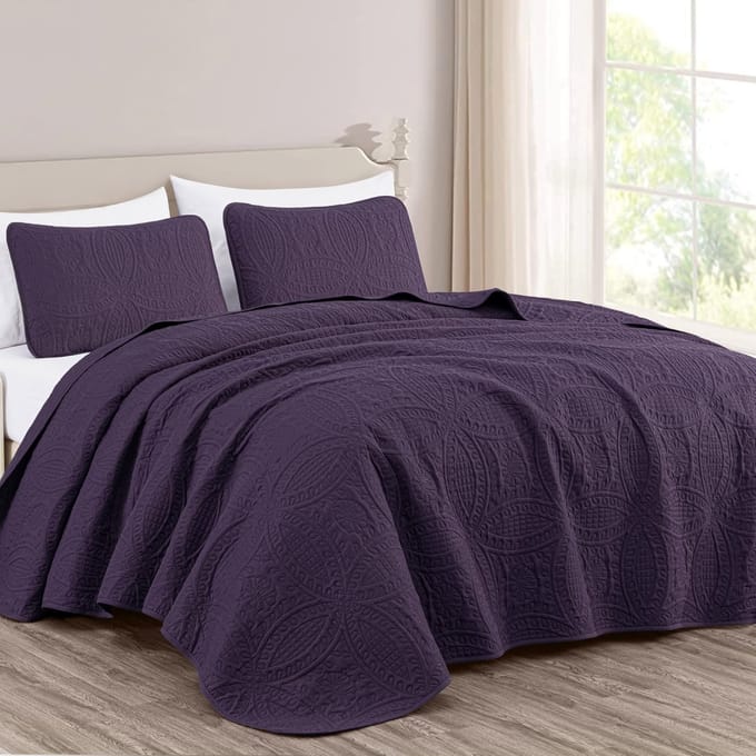 Collection Austin 3-delige extra grote spreiset, kingsize, paars