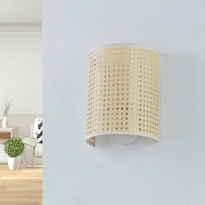 Lindby - wandlamp - 1licht - Bamboe - H: 25 cm - E27 - hel hout