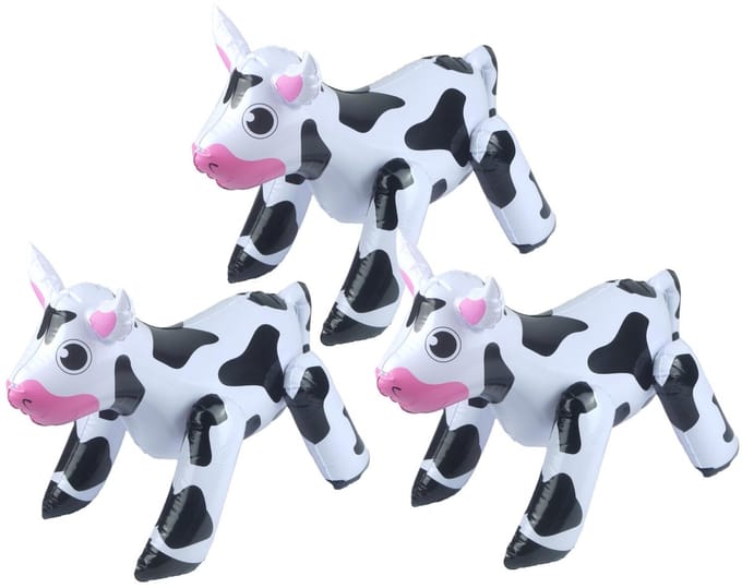 Opblaasbare dieren - 3x - Koe - wit/zwart - 53 x 20 cm - pvc kunststof