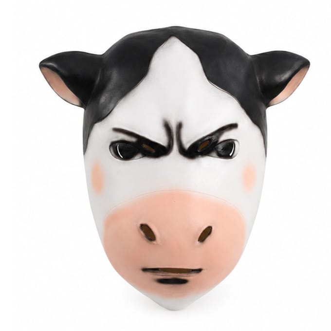 Grappig koeienmasker, feestelijk latex dierenhoofddeksel One size fits all adults wit
