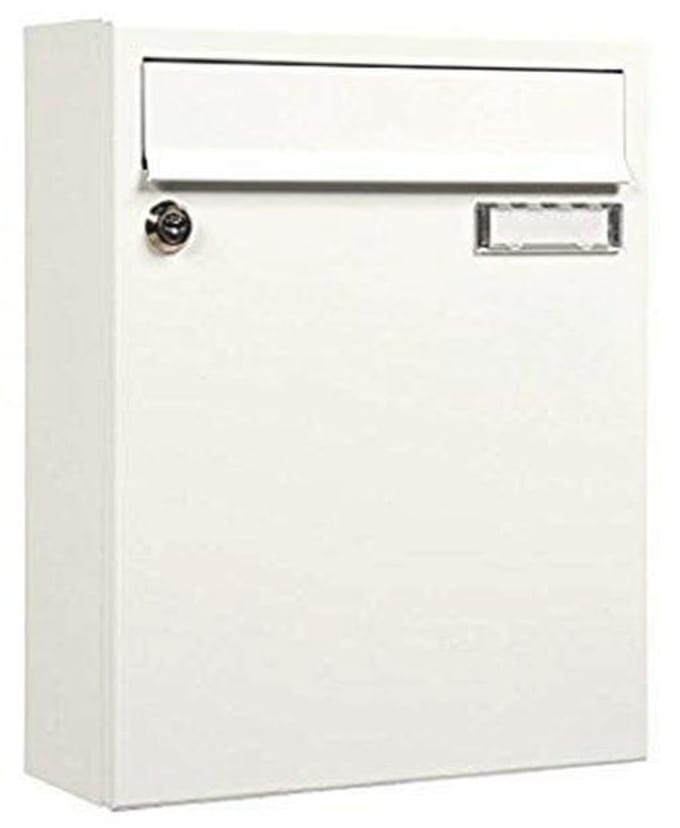 Brievenbus Sonate 133 wit met naamplaatje - Gecoat staal, 33 x 26 x 100 cm