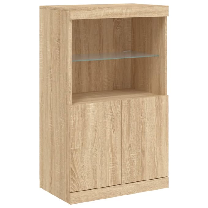 vidaXL - Dressoir - met - LED-verlichting - 60,5x37x100 - cm - sonoma - eikenkleurig