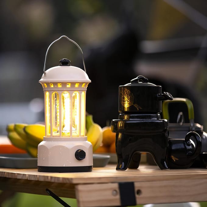 Oplaadbare draadloze campinglamp Traploos dimmen Outdoor Retro Tentlicht Thuisatmosfeer rood
