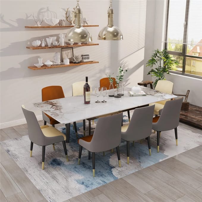 SteeFly® – Uitschuifbare Eettafel – Verlengbare Eettafel Voor Woonkamer – Moderne Eettafels – 150-180cm – Bentley White