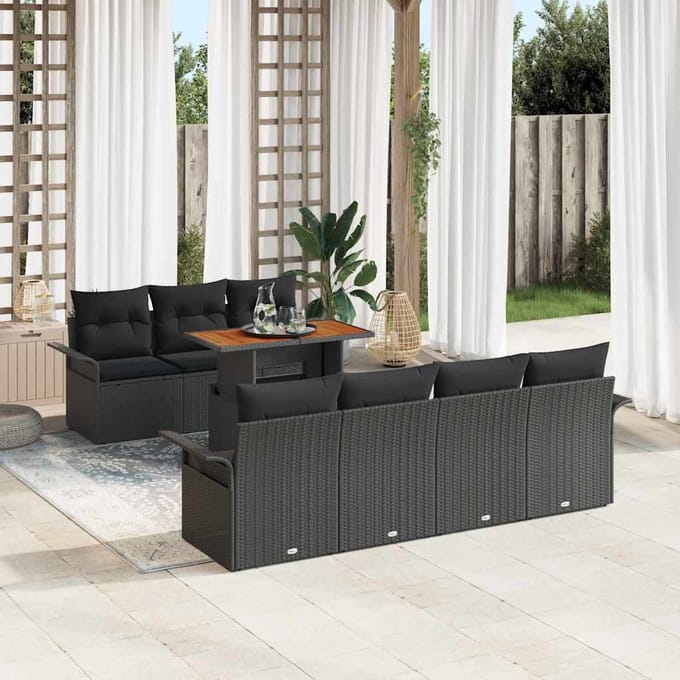 vidaXL - Tuinbank - Set - 8 - st - Zwart