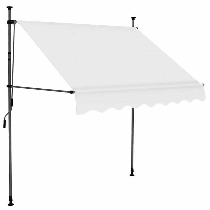 vidaXL - Luifel - handmatig - uitschuifbaar - met - LED - 200 - cm - crèmekleurig