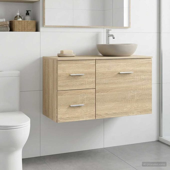 vidaXL - Badkamerkast - Sonoma - Eiken - 30 - x - 44,5 - x - 50 - cm - Bewerkt - hout