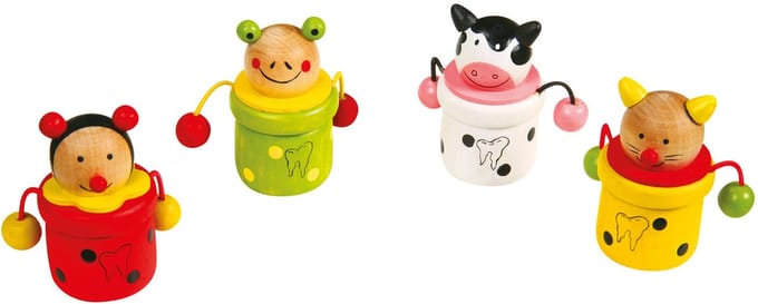 Small Foot - Wooden Baby Tooth Pot Animal 4pcs.