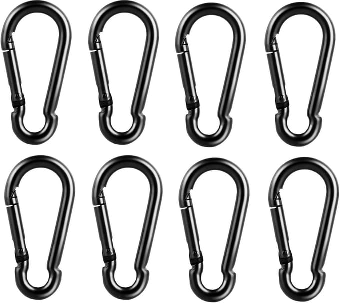 Set van 8 Veer Karabijnhaak Clips - M6 Zware Kwaliteit voor Kamperen en Ophangen