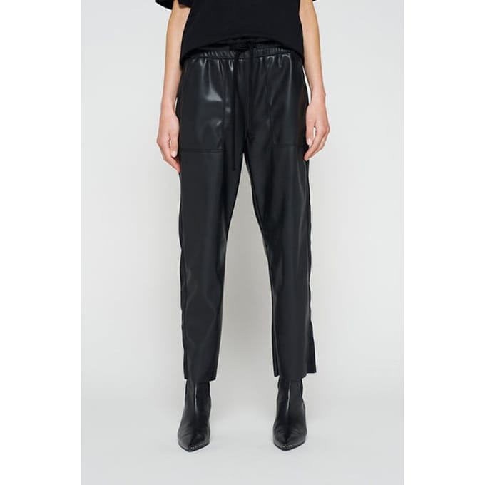 10DAYS Leatherlook Side Panel Jogger Black Größe: M | Lederhosen Outlet | Damen | Schwarz