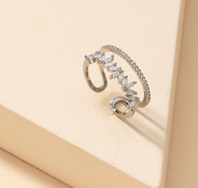 Ring 2 rijen | zilver gekleurd