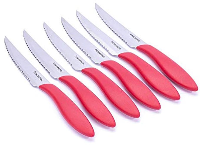 Steakmes 12 cm - 6 Stuks Rood - Ideaal Voor Dagelijks Gebruik