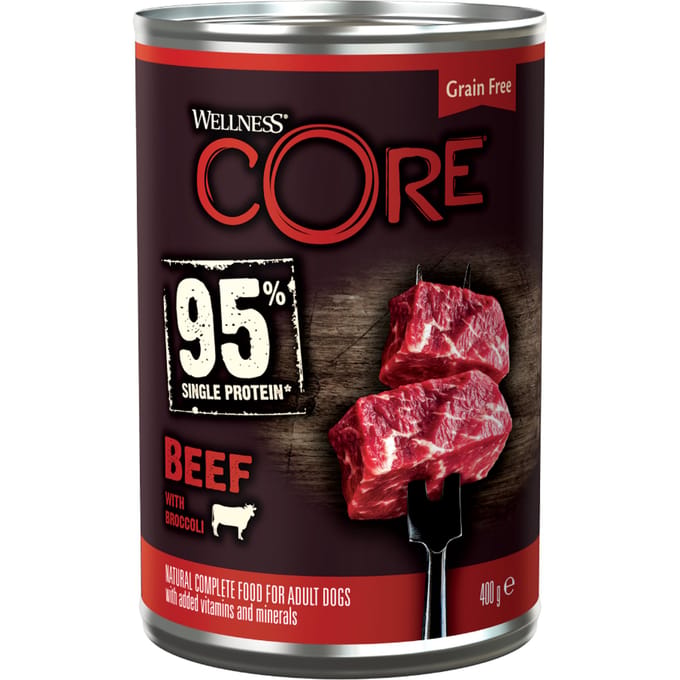 6x400g Rind & Brokkoli Wellness Core Adult 95% Single Protein Hundenassfutter