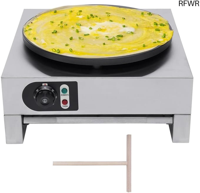 RFWR® Elektrische Pannenkoekenmaker met Temperatuurregeling en Groot Verwarmingsoppervlak